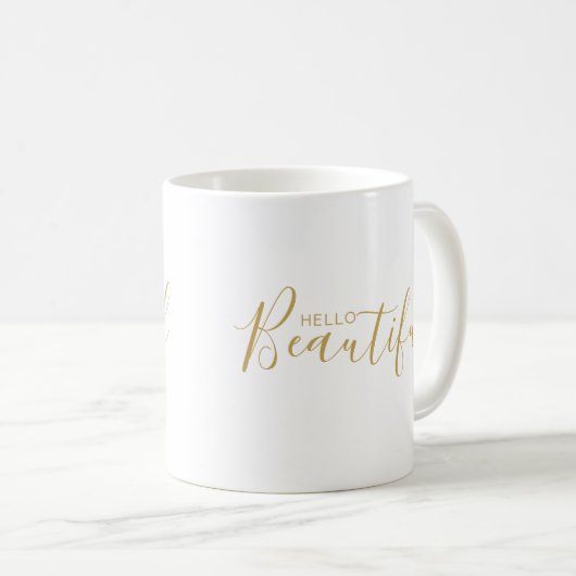 Hello Beautiful Gold Script Chic Tasse (VorderseiteRechts)