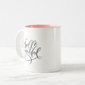 Hello Beautiful Hand Letters Zweifarbige Tasse (Vorderseite Links)