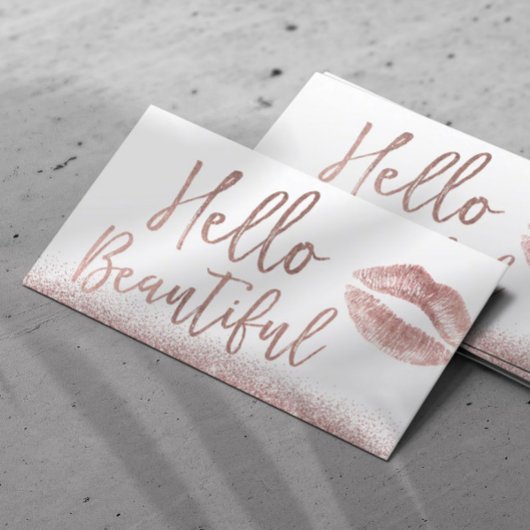 Hello Beautiful Makeup Artist Rose Gold Typografy Visitenkarte
