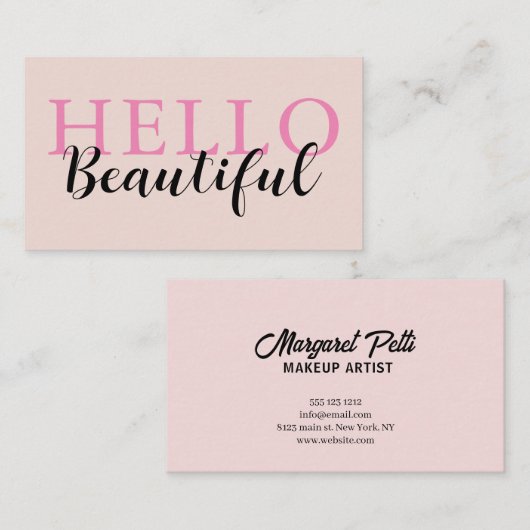 Hello Beautiful Minimalistisch Handwriting Calligr Visitenkarte (Vorne/Hinten)