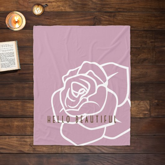 Hello Beautiful - Modern Chic Pink Rose Fleecedecke
