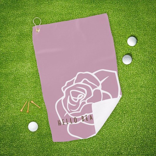 Hello Beautiful - Modern Chic Pink Rose Golfhandtuch