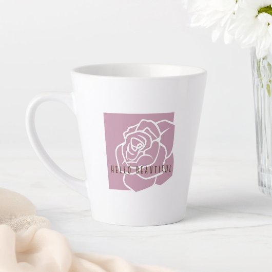 Hello Beautiful - Modern Chic Pink Rose Latte Tass Milchtasse