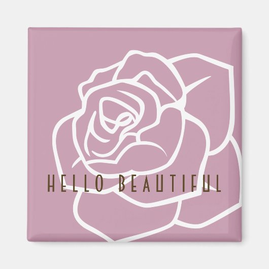 Hello Beautiful - Modern Chic Pink Rose Magnet (Vorne)