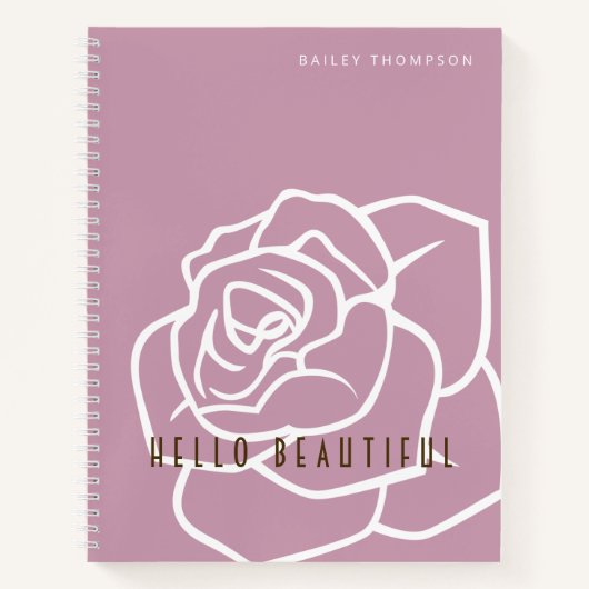 Hello Beautiful - Modern Chic Pink Rose Notebook Notizblock (Vorderseite)