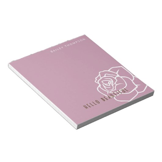 Hello Beautiful - Modern Chic Pink Rose Notizblock (angewinkelt)