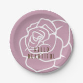 Hello Beautiful - Modern Chic Pink Rose Pappteller (Vorderseite)