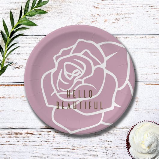 Hello Beautiful - Modern Chic Pink Rose Pappteller
