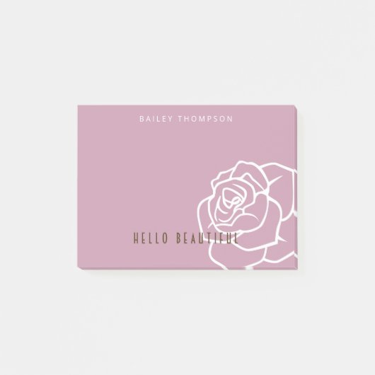 Hello Beautiful - Modern Chic Pink Rose Post-it Klebezettel (Vorderseite)