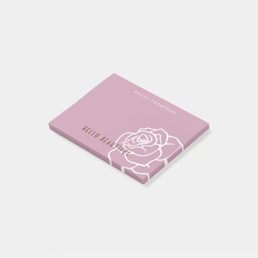 Hello Beautiful - Modern Chic Pink Rose Post-it Klebezettel (angewinkelt)