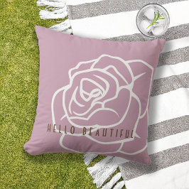 Hello Beautiful - Modern Pink Rose Blume Kissen