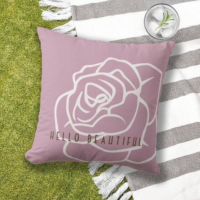 Hello Beautiful - Modern Pink Rose Blume Kissen (Von Creator hochgeladen)