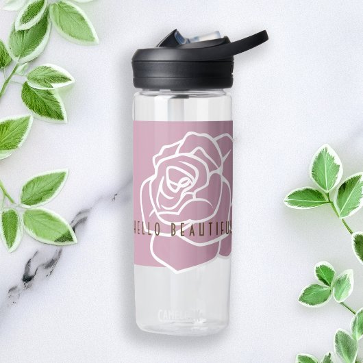 Hello Beautiful - Modern Pink Rose Blume Trinkflasche