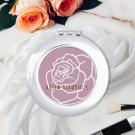 Hello Beautiful - Modern Pink Rose Taschenspiegel<br><div class="desc">Das Produktdesign zeichnet sich durch eine einfache,  große Rose-Abbildung in Retro-Rosa und Weiß aus. Dieses elegante botanische Design macht einen modernen,  einzigartigen runden Kompaktspiegel mit personalisiertem Text. Geschenkidee für ihren Geburtstag,  Hochzeitsjungfrauen,  Muttertag und mehr!</div>