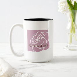 Hello Beautiful - Modern Pink Rose Zweifarbige Tasse