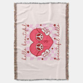 Hello Beautiful Pink Heart Decke (Vorderseite Vertikal)