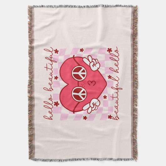 Hello Beautiful Pink Heart Decke (Vorderseite Vertikal)