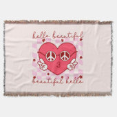 Hello Beautiful Pink Heart Decke (Vorderseite)