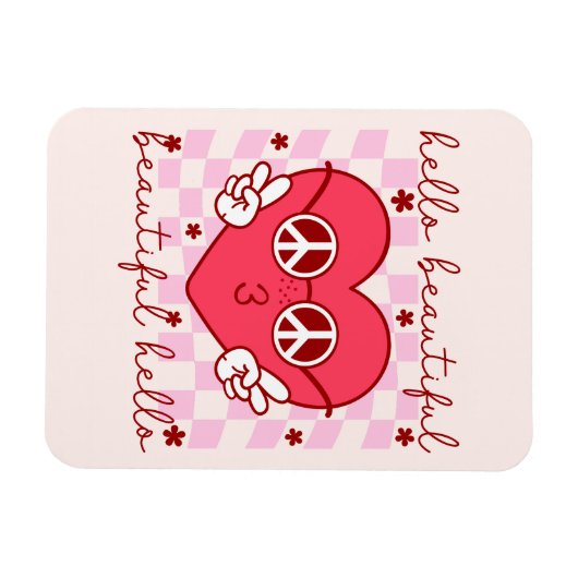Hello Beautiful Pink Heart Magnet (Horizontal)