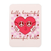 Hello Beautiful Pink Heart Magnet (Vertikal)