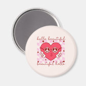 Hello Beautiful Pink Heart Magnet (Vorderseite/Rückseite)
