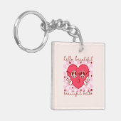 Hello Beautiful Pink Heart Schlüsselanhänger (Vorderseite links)
