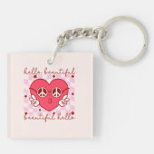 Hello Beautiful Pink Heart Schlüsselanhänger (Rückseite)