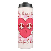 Hello Beautiful Pink Heart Thermosbecher (Vorderseite)