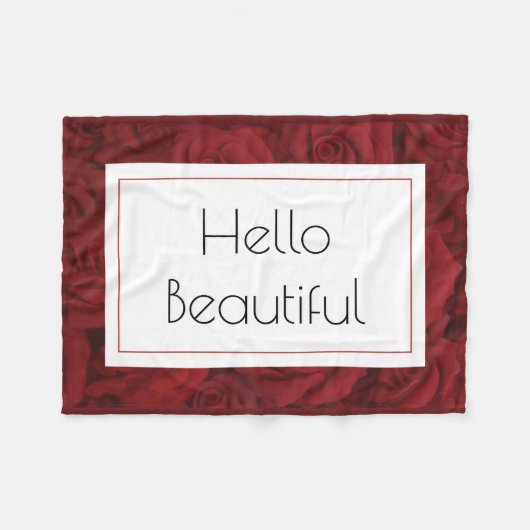 "Hello Beautiful"-Rote Rose Fleecedecke (Vorderseite (Horizontal))