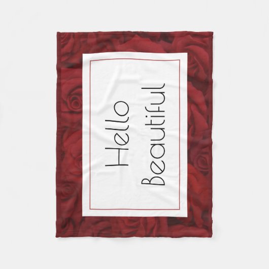 "Hello Beautiful"-Rote Rose Fleecedecke (Vorderseite)