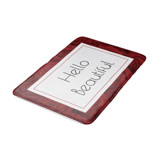 "Hello Beautiful" Rote Rose Medium Badematte (Schrägansicht)