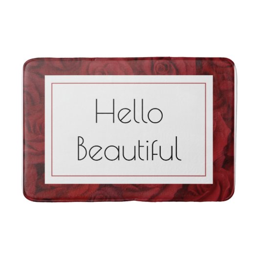 "Hello Beautiful" Rote Rose Medium Badematte (Vorderseite)