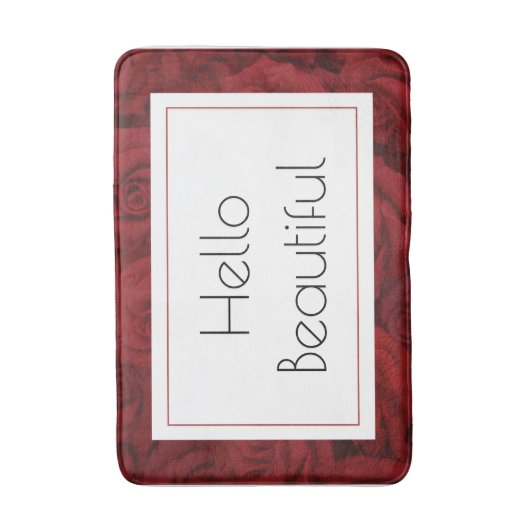 "Hello Beautiful" Rote Rose Medium Badematte (Vorderseite Vertikal)