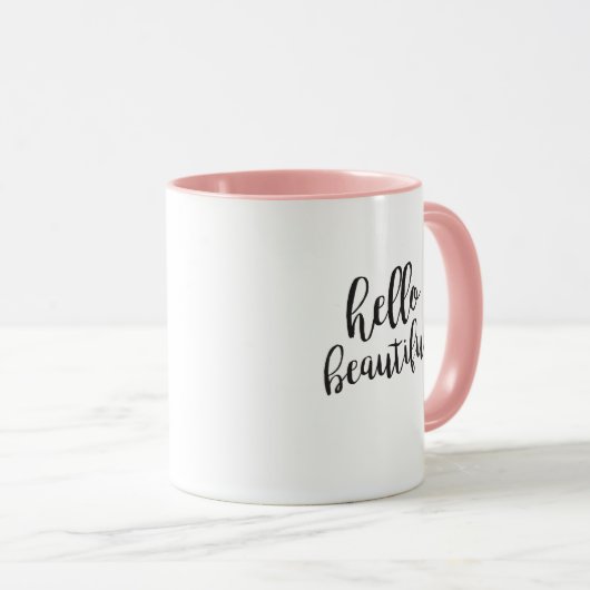 Hello Beautiful Script Quote Coffee Tasse (VorderseiteRechts)