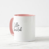 Hello Beautiful Script Quote Coffee Tasse (Vorderseite Links)