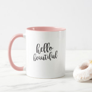 Hello Beautiful Script Quote Coffee Tasse