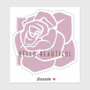 Hello Beautiful - Simple Modern Floral Pink Rose Aufkleber