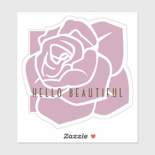 Hello Beautiful - Simple Modern Floral Pink Rose Aufkleber (Blatt)