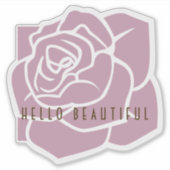 Hello Beautiful - Simple Modern Floral Pink Rose Aufkleber (Vorderseite)