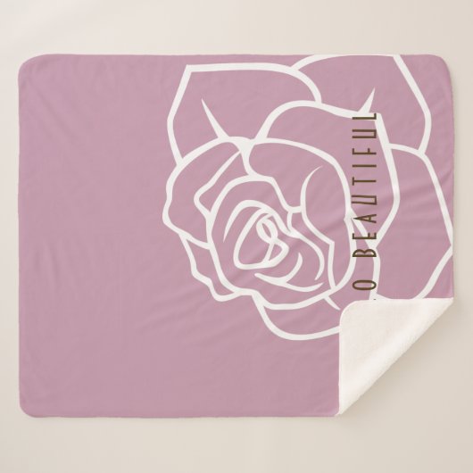Hello Beautiful - Simple Modern Pink Rose Sherpadecke (Vorderseite (Horizontal))