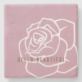 Hello Beautiful - Simple Modern Pink Rose Steinuntersetzer (Vorderseite)