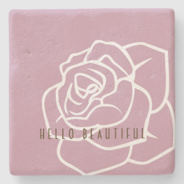 Hello Beautiful - Simple Modern Pink Rose Steinuntersetzer