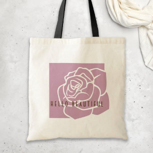 Hello Beautiful - Simple Modern Pink Rose Tragetasche