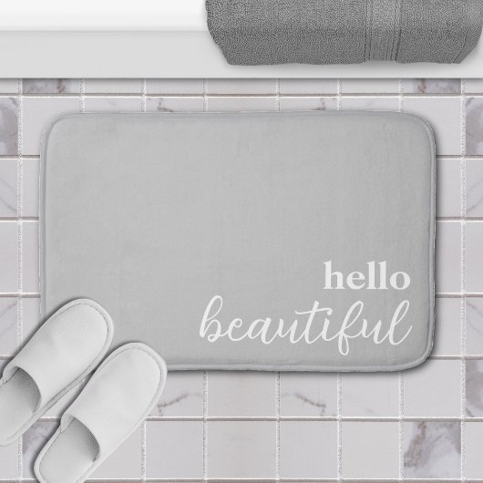 Hello Beautiful Typografie White & Gray Badematte