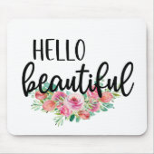 Hello Beautiful Watercolor Rose Typografie chic Mousepad (Vorne)
