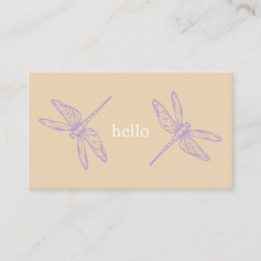 Hello beig rustic Dragonflies insect illustration Visitenkarte (Vorderseite)