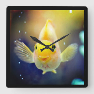HELLO BIG FISHY QUADRATISCHE WANDUHR