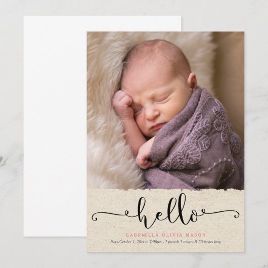 Hello Birth Ankündigung (Vorne/Hinten)