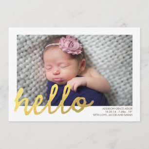HELLO Birth Ankündigung // Imitats Gold Foil