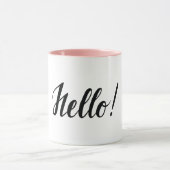 Hello Black Script Minimalistisch Pink Tasse (Zentrum)